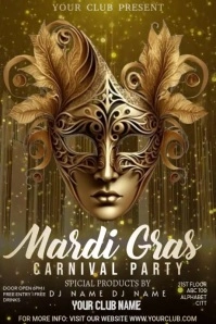 Mardi Gras Gold Party Poster template
