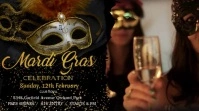 Mardi Gras House Party Invitation Digital Display Affichage numérique (16:9) template