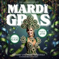 Mardi Gras instagram square design template free Logo