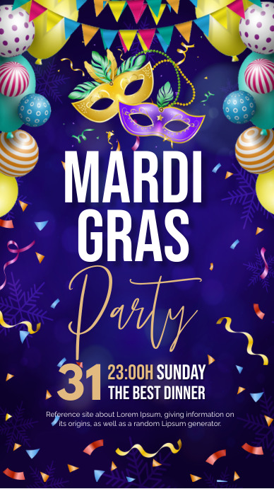 mardi gras Instagram story, carnival template