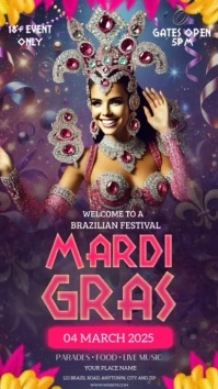 Mardi Gras instagram story design template free