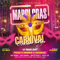 mardi gras invitations flyer Instagram Post template