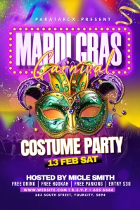 Mardi Gras Invitations flyer Bannière 4' × 6' template