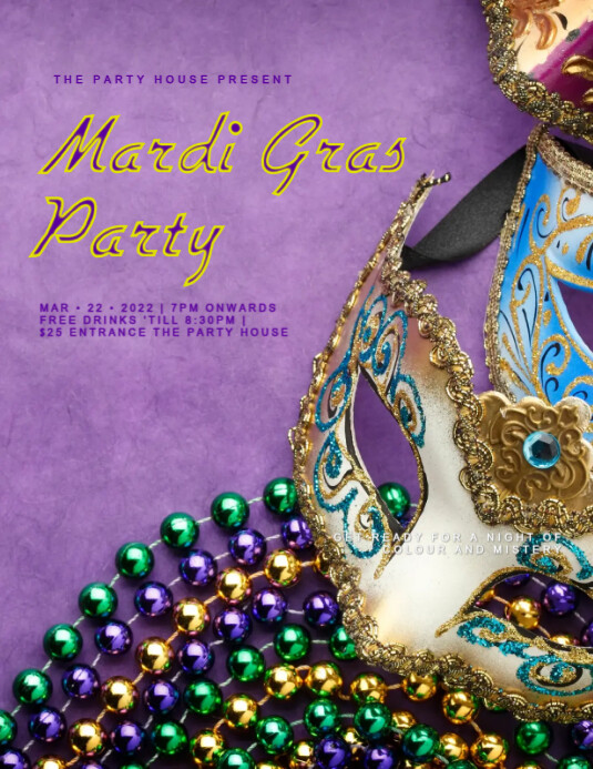 Mardi Gras Flyer Template PosterMyWall Mardi Gras Flyer Template PosterMyWall