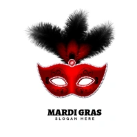 Mardi gras mask carnival logo template