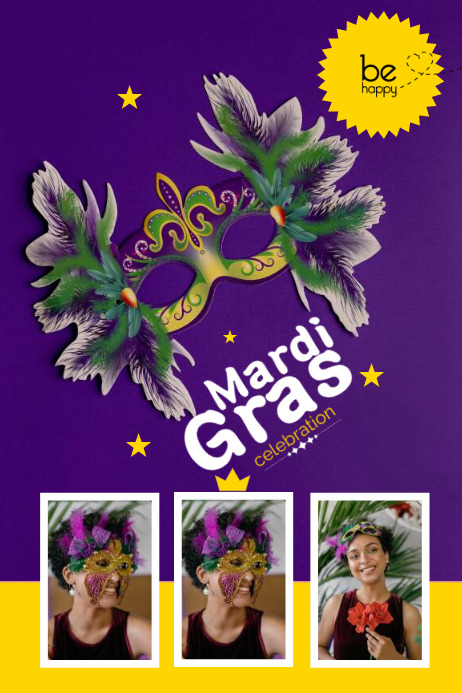 Mardi Gras Mask Poster template