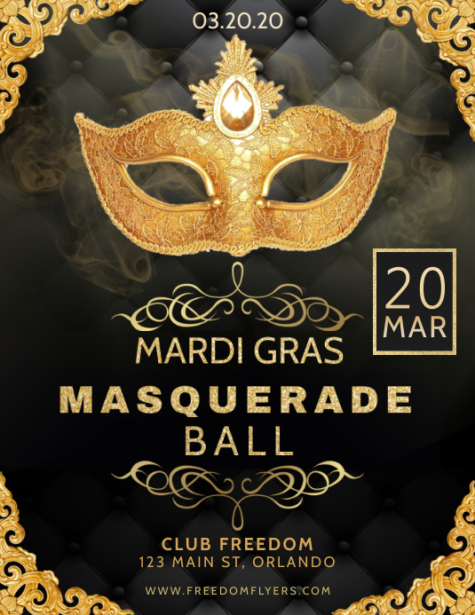 Mardi Gras Masquerade Ball Flyer Template PosterMyWall