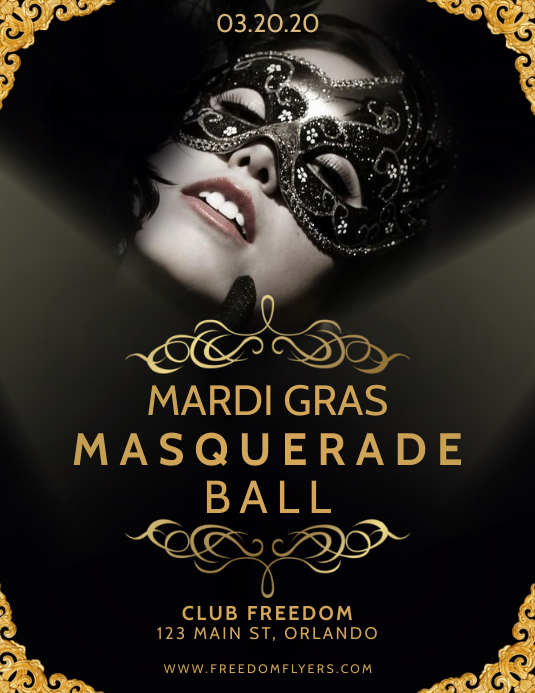 Mardi Gras Masquerade Ball Flyer Template PosterMyWall