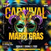 Mardi Gras Masquerade flyer Kvadrat (1:1) template