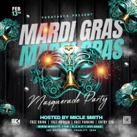 Mardi Gras Masquerade Party flyer Pos Instagram template