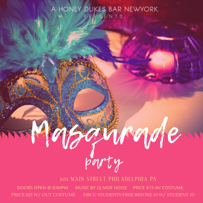 Mardi Gras Masquerade Party Invitation Template Publicação no Instagram