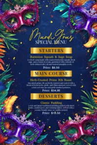 mardi gras menu Poster template