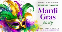 Mardi Gras Party Banner Facebook Shared Image template