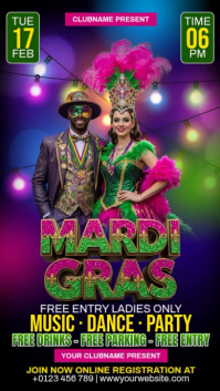 Mardi Gras Party Celebration Instagram Reel template