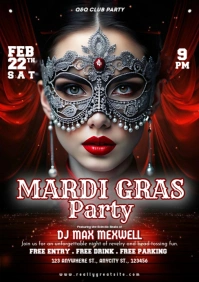 Mardi Gras Party A5 template