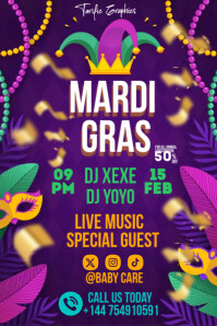 mardi gras party Poster template
