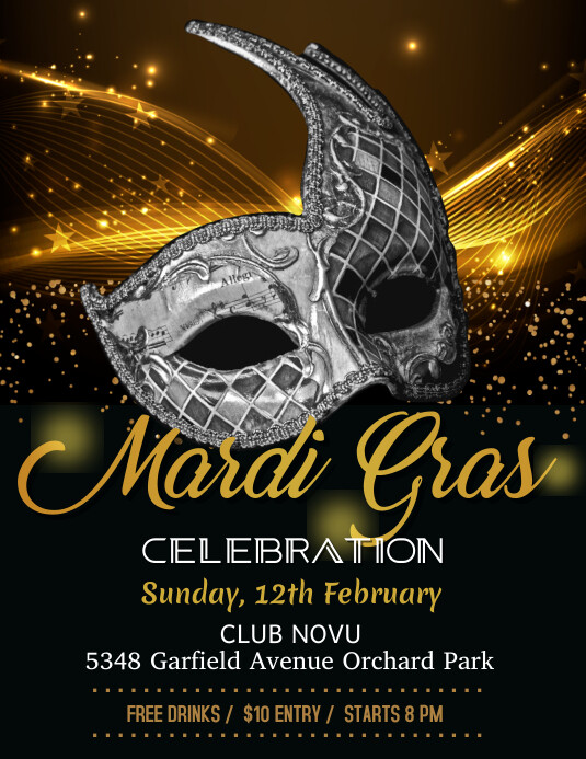 Mardi Gras Party Flyer Celebration Carnival Festival