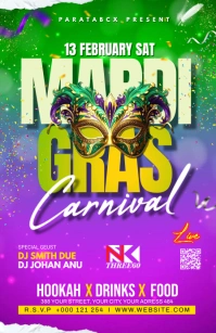 Mardi Gras party flyer Tabloïd template