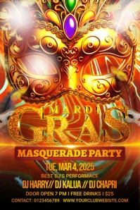 mardi gras party flyer Póster template