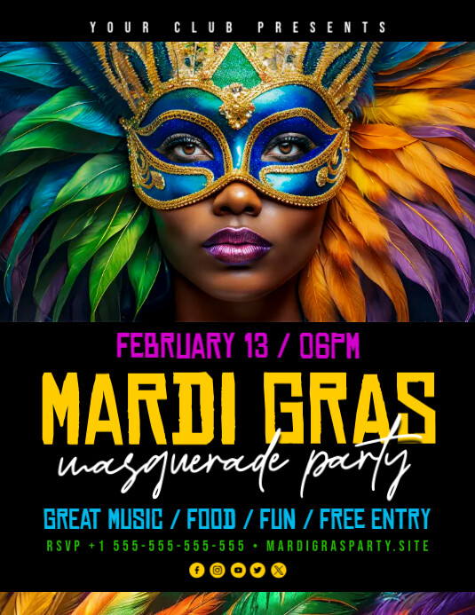 Mardi Gras Party Flyer Template PosterMyWall Mardi Gras Party Flyer Template PosterMyWall