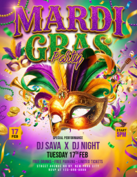 Mardi Gras Party Flyer template