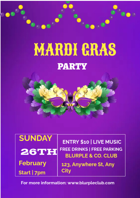 Mardi gras flyer template PosterMyWall Mardi gras flyer template PosterMyWall