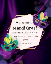 Mardi gras party invitation flyers Instagram Portrait template