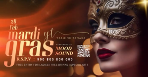 Коричневый Mardi Gras Party Night Facebook Ad Facebook begivenhed cover Template