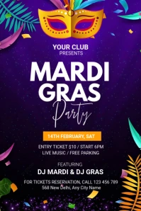 Mardi gras party template Pinterest-Grafik