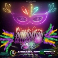 MARDI GRAS party video ad Vierkant (1:1) template