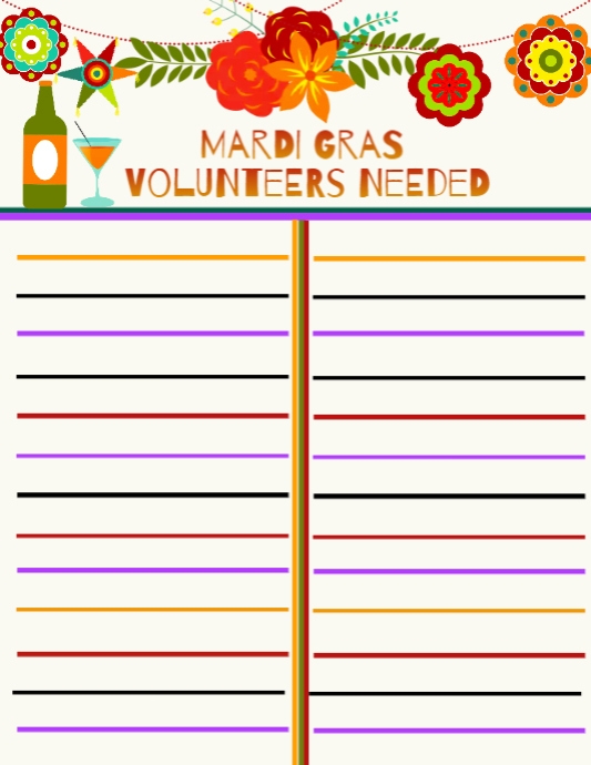 Copy of Mardi Gras Sign Up Sheet PosterMyWall