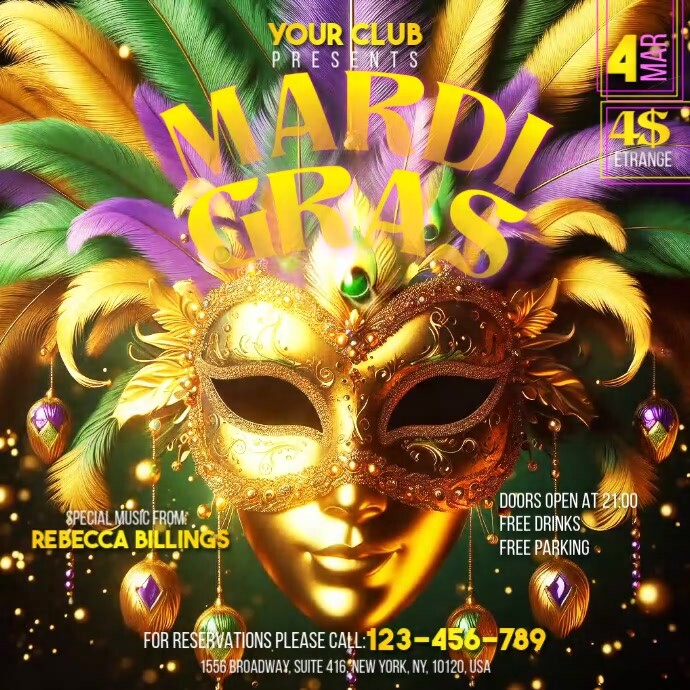 Mardi Gras Square (1:1) template