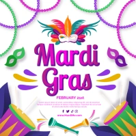Mardi Gras Square Ads Instagram 帖子 template