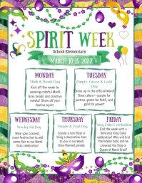 Mardi Gras Teacher Appreciation Week Itinerary Flyer (US Letter) template