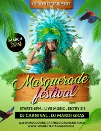 Mardi Gras Video, Carnival, Masquerade Folheto (US Letter) template