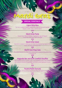 mardigras , event, festival,party,menu A4 template
