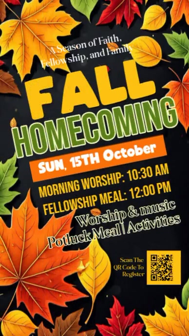 homecoming event, fall homecomimg, church homecoming เรื่องราวบน Instagram template