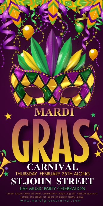 mardigras , event, festival Bannière rétractable 3 pouces x 6 pouces template