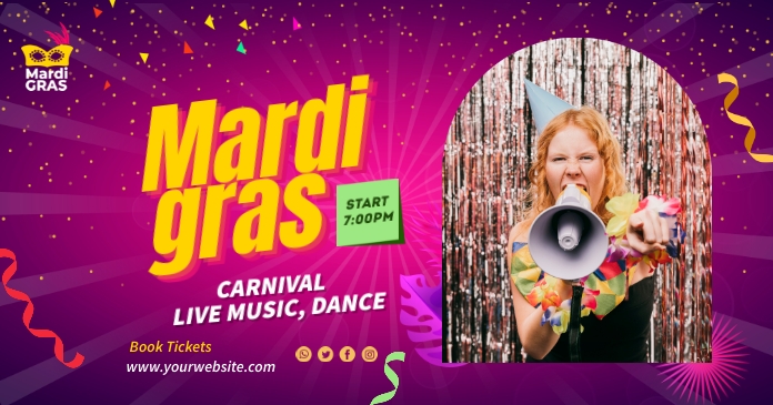 MardiGras Carnival Template Facebook 共享图片