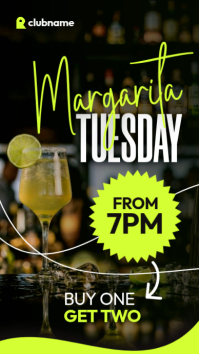 Margarita Tuesday Instagram Story Template - Neon Lime Cocktail Promo - Happy Hour Club Ad