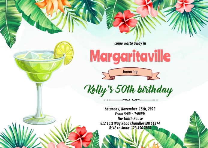 Margaritaville Tropical Invitation A6 template