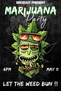 Marijuana cannabis party flyer template Poster