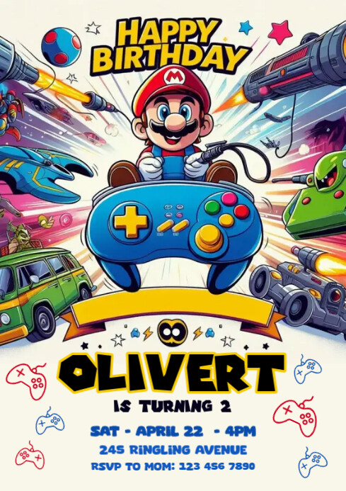 Mario Birthday Template PosterMyWall