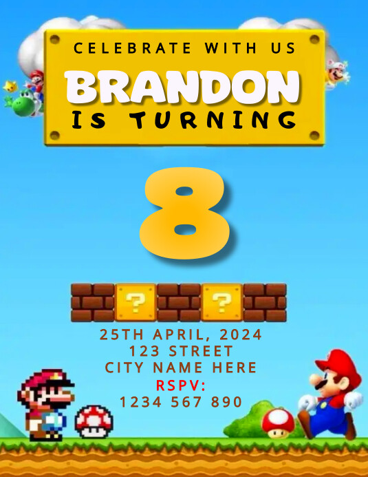 Mario Birthday Template PosterMyWall