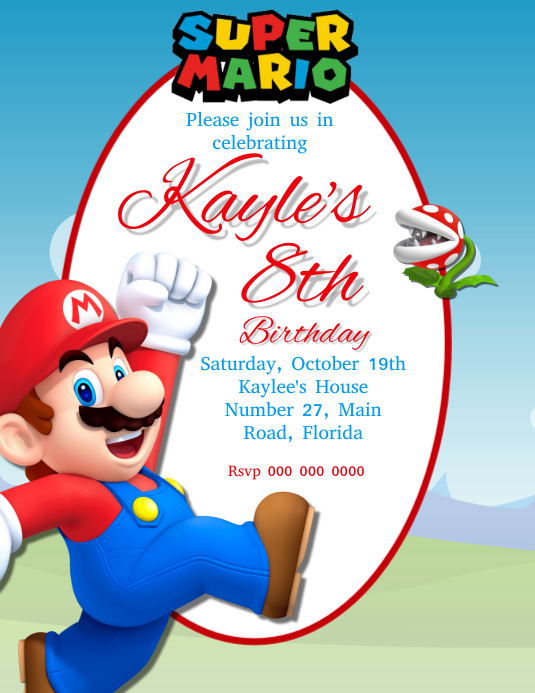 Mario Birthday Party Invitation Template Postermywall