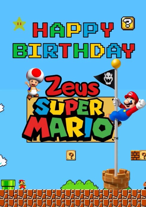 Mario Birthday Theme A4 template