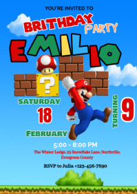 Azul Birthday Party Invitation A4 Template