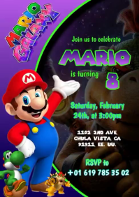 Mario galaxy invitation A4 template