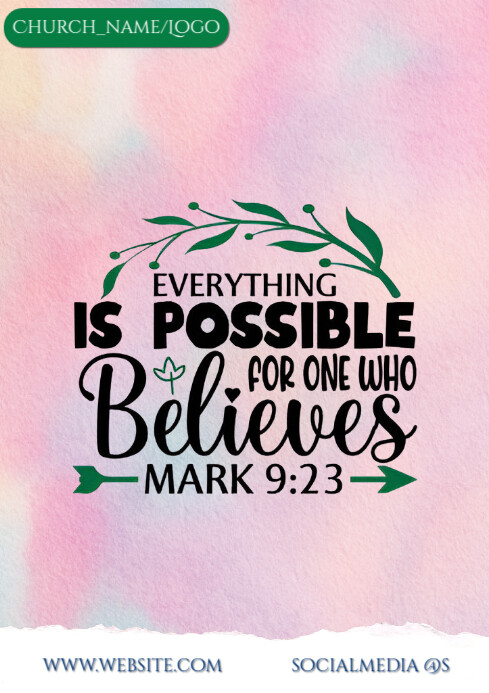 Mark 9:23 A4 template