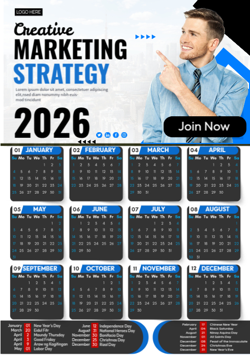 Marketing Calendar A4 template
